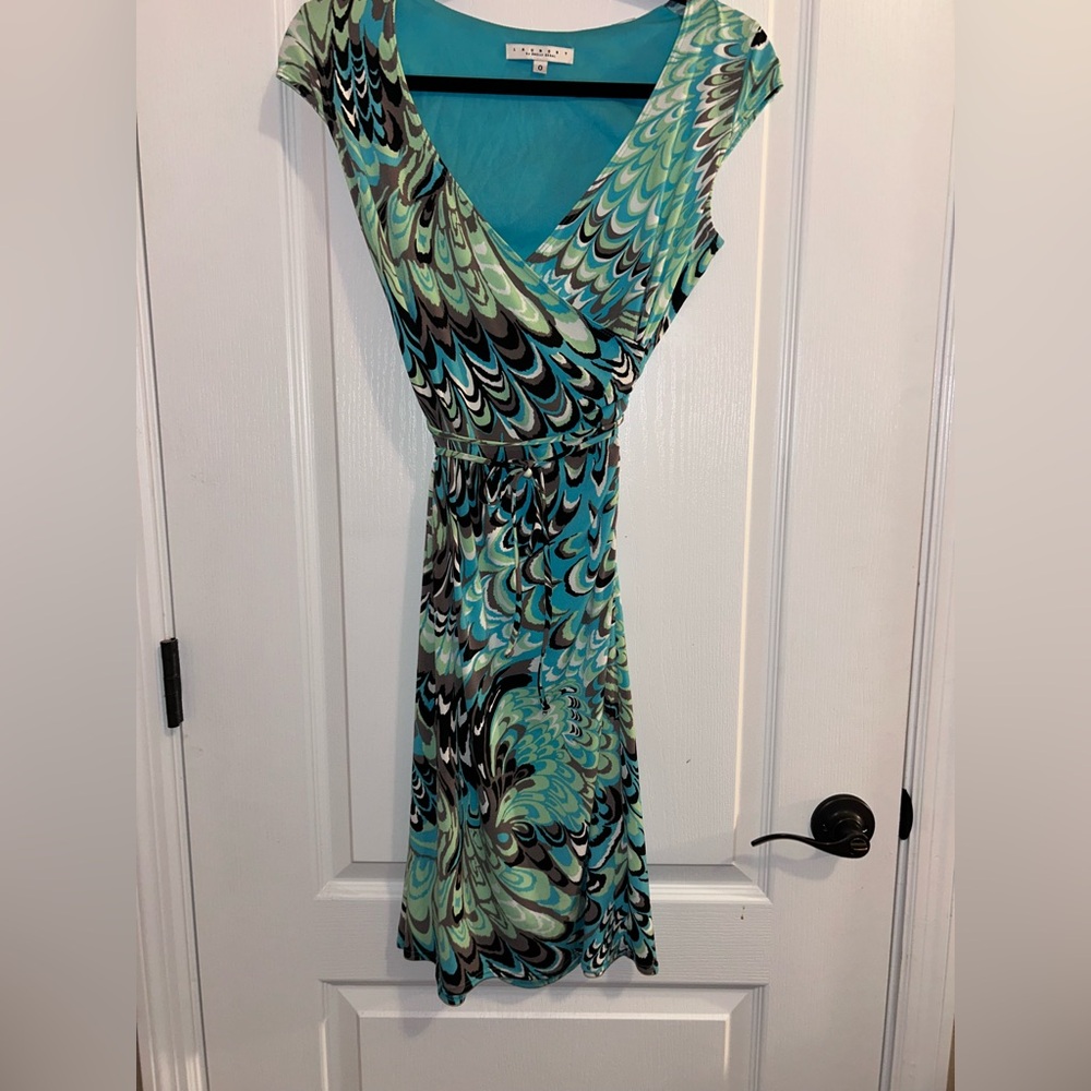 Laundry By Shelli Segal Teal Aqua Printed Maxi Dress